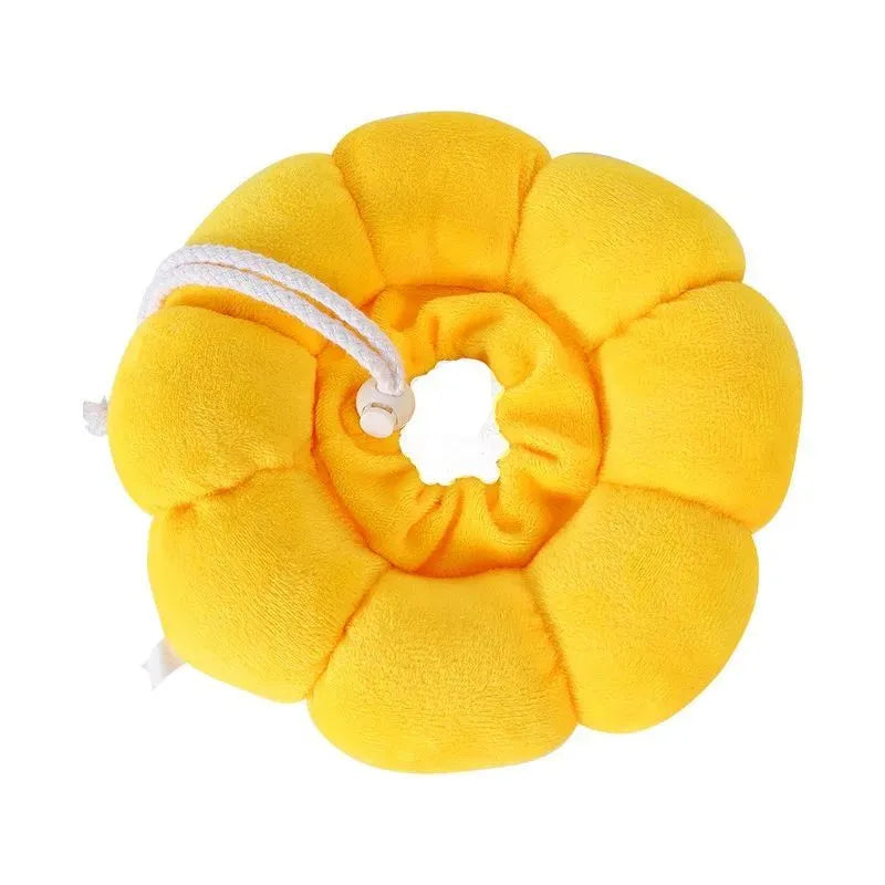 Sunflower pattern cotton pet recovery collar for dogs and cats with adjustable neck sizing