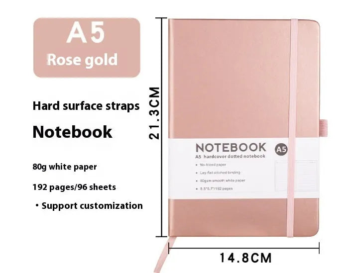 A5 office diary with hand skin feeling PU leather strap cover and lined inner pages