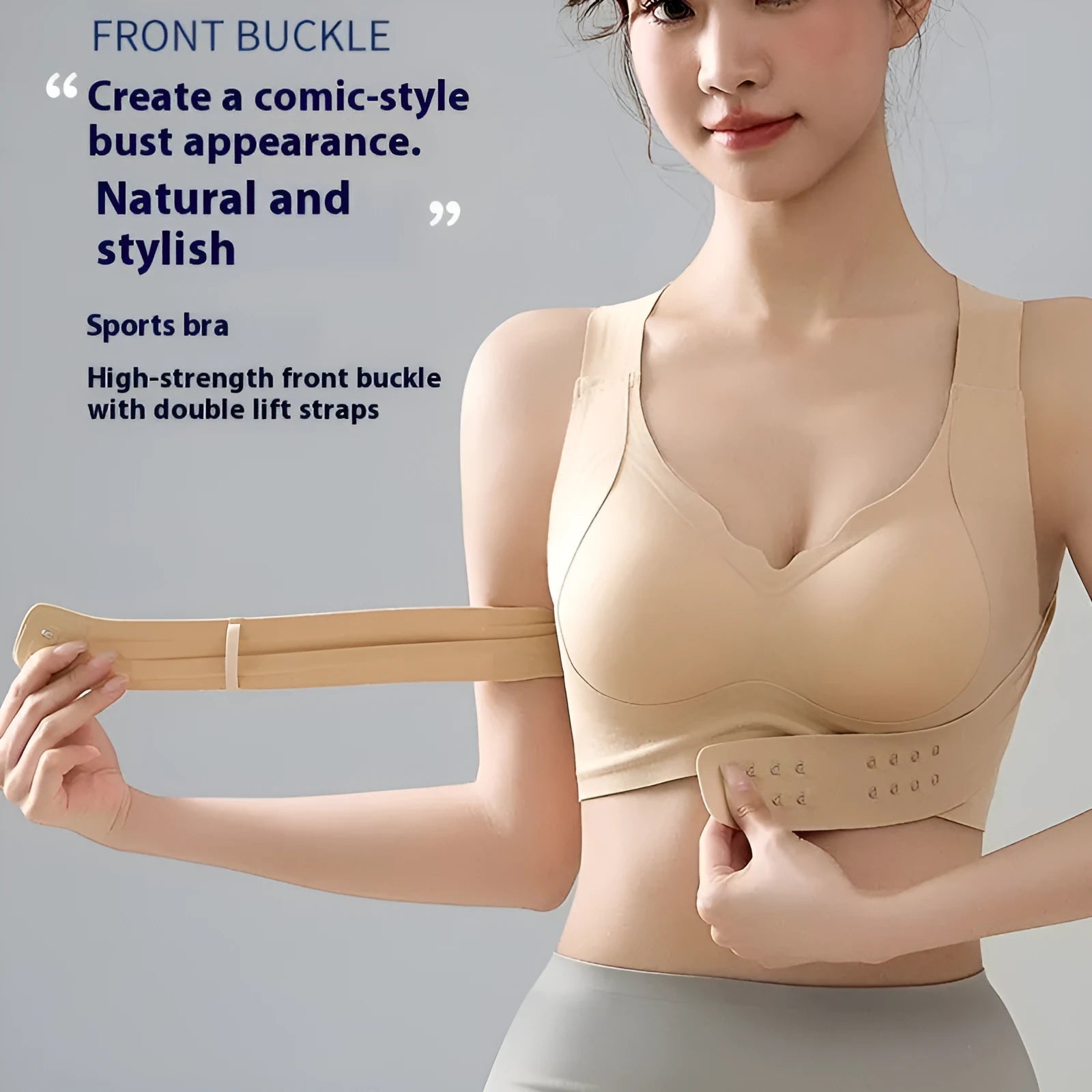 Women's cross back yoga bra with front buckle closure in three colour options