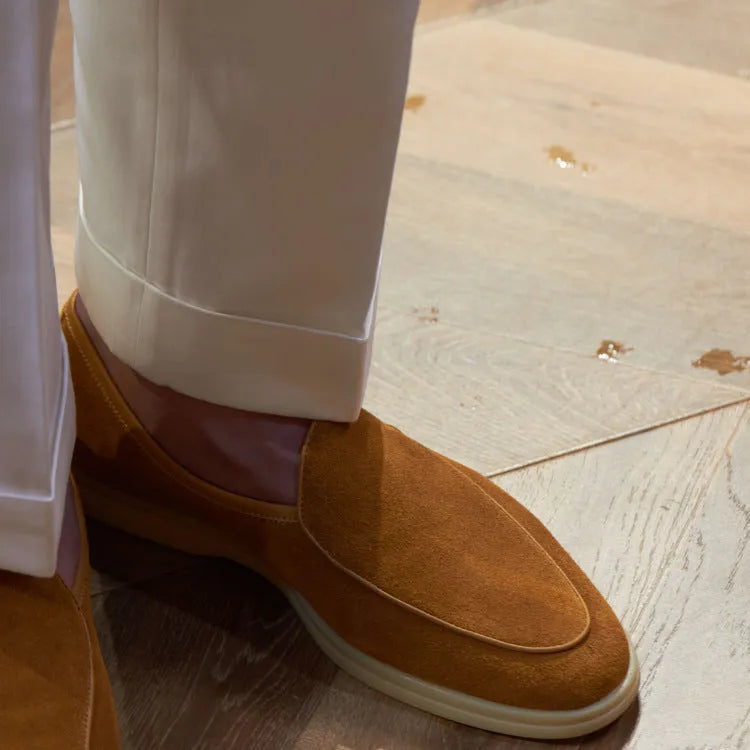 Men's genuine leather loafers in multiple colours on a flat TPR sole.