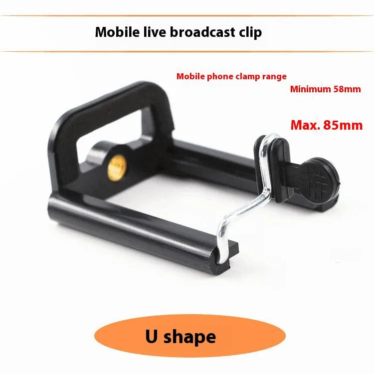 Black plastic U clip mobile phone holder bracket for mounting on poles.