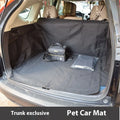 Oxford cloth car pet mat in black with paw print design, flat style, removable dog seat cushion