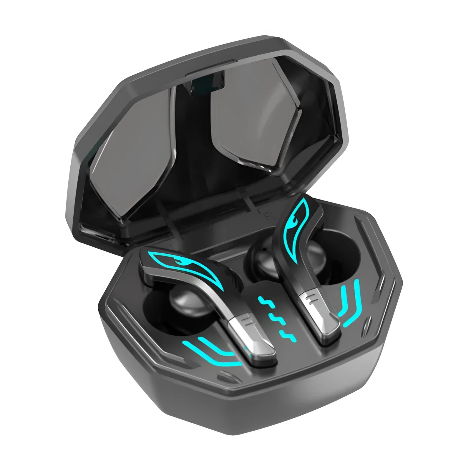 X15 wireless in-ear Bluetooth gaming headset with charging case, shown in available colour options.