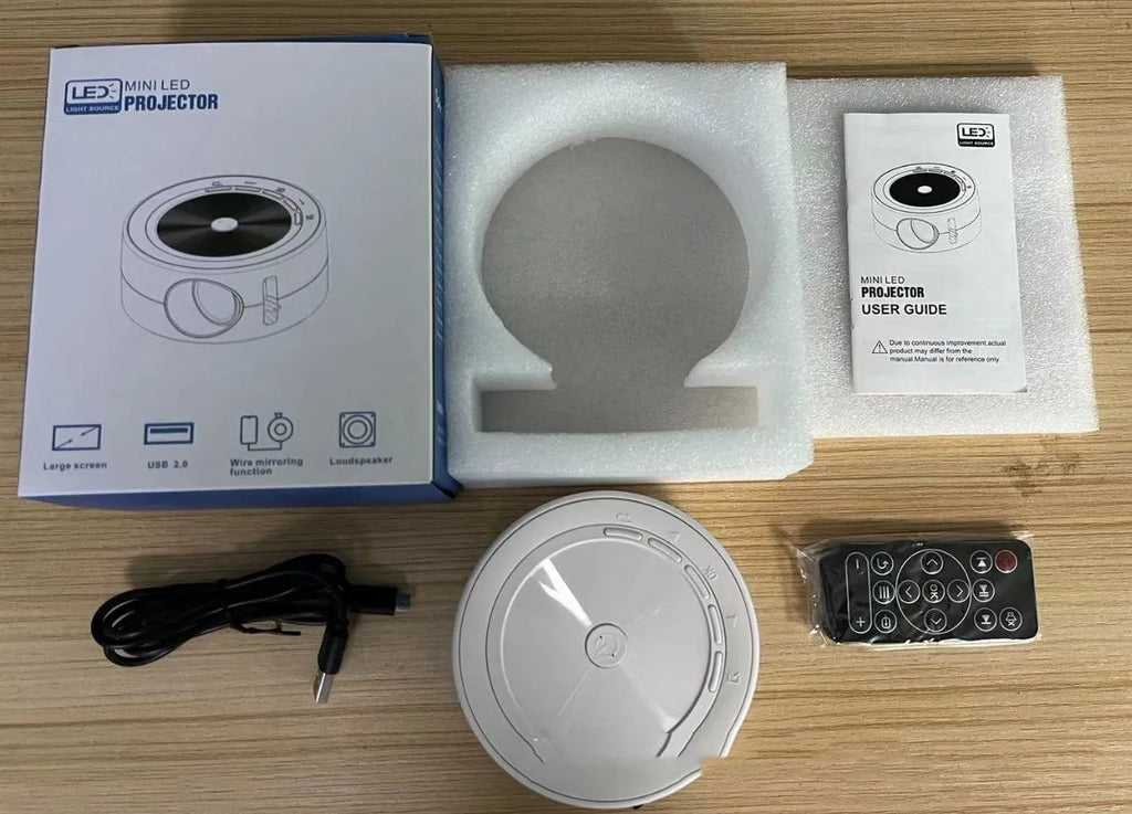 Home wired LED projector with same screen projection in portable 110x47mm design