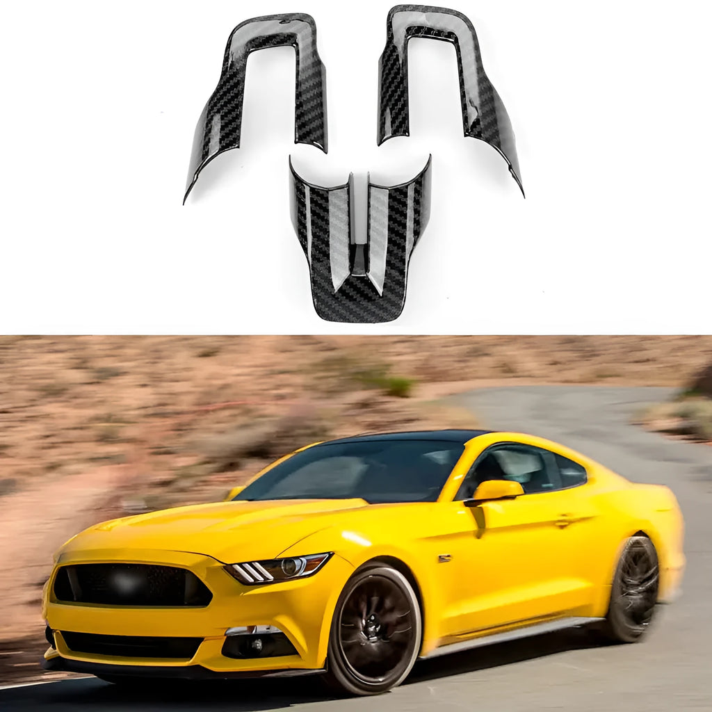 Three-piece carbon fibre pattern steering wheel cover decoration set for car interior