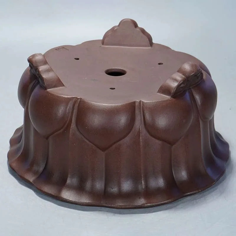 Square purple sand succulent bonsai pot in Chinese classical style, dimensions 37cm by 37cm.