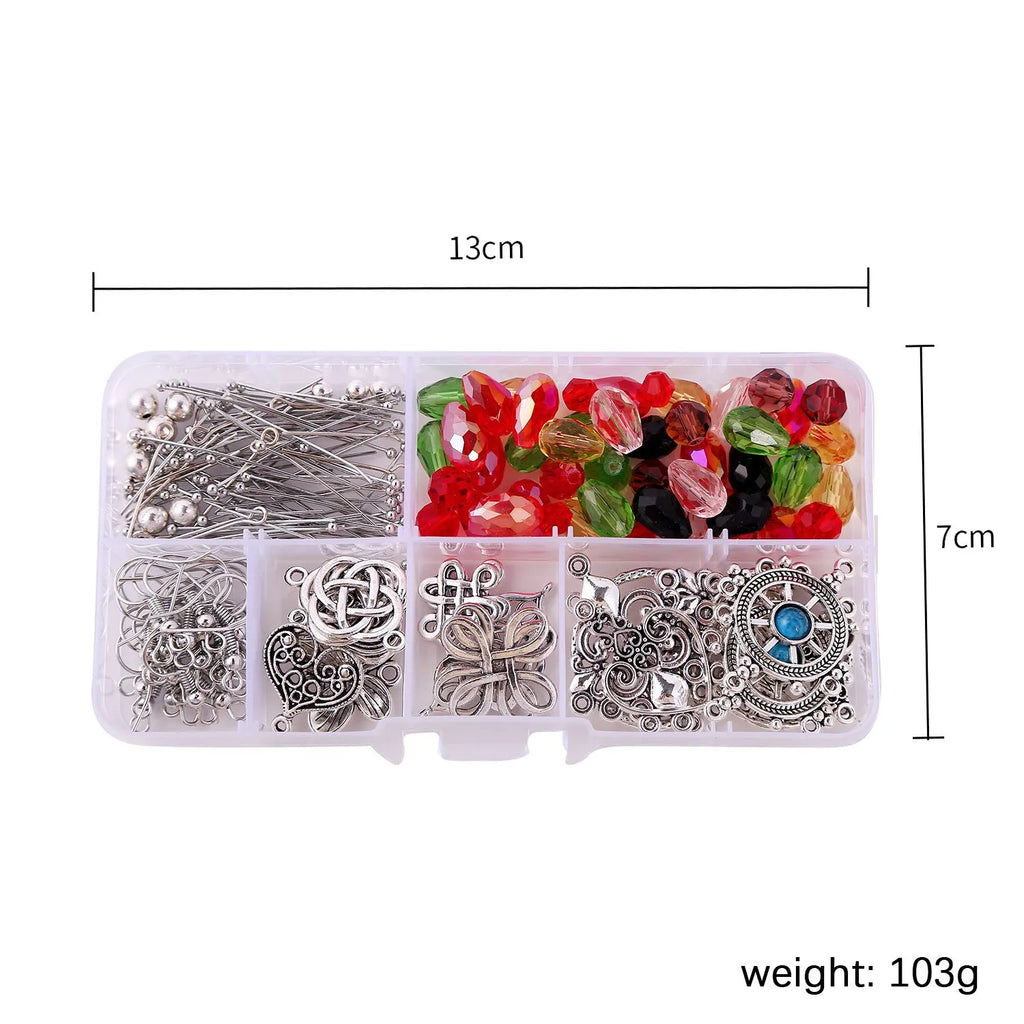 DIY earring set with heart-shaped alloy components in multiple colours, electroplated finish, in suit bag