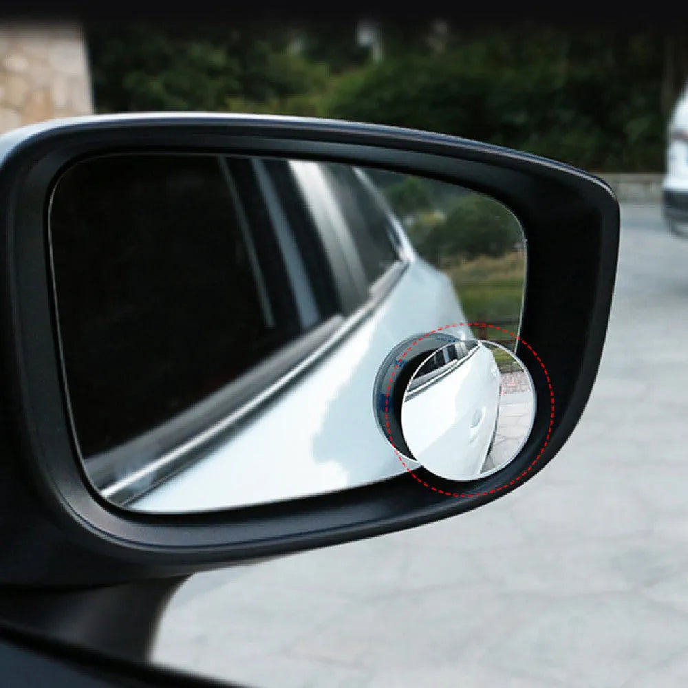 Silver-coloured adjustable car blind spot mirror with 5cm diameter glass surface