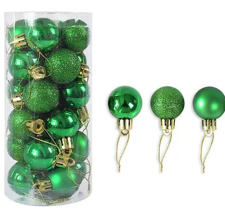 Shiny matte electroplated barrel-shaped plastic Christmas bauble in assorted colours, 6cm diameter.