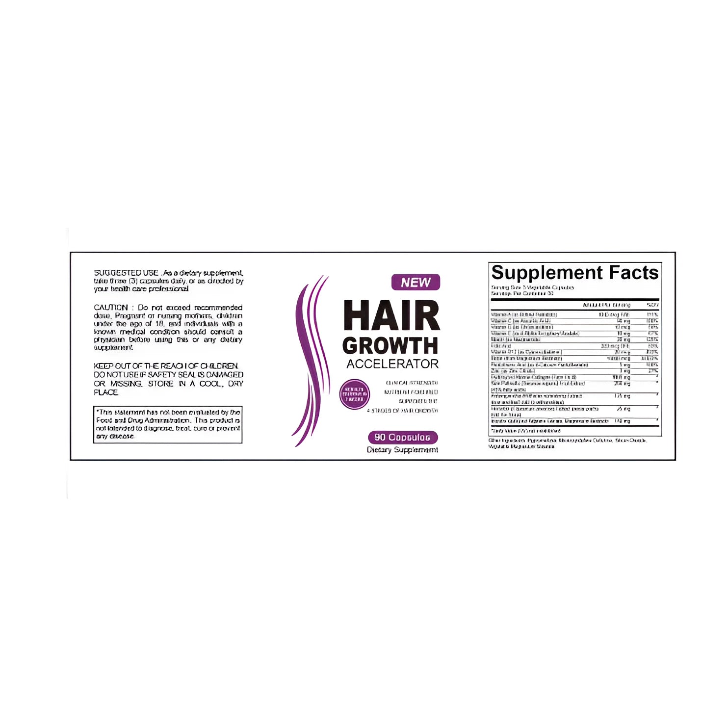 Biotin hair capsules supplement bottle with 60, 90, or 120 tablets option