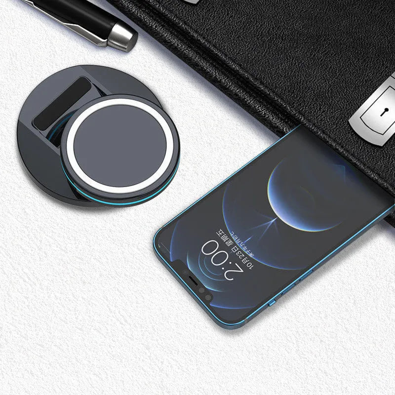 Folding magnetic wireless charging stand for iPhone 12 MagSafe with 3-in-1 design and portable battery