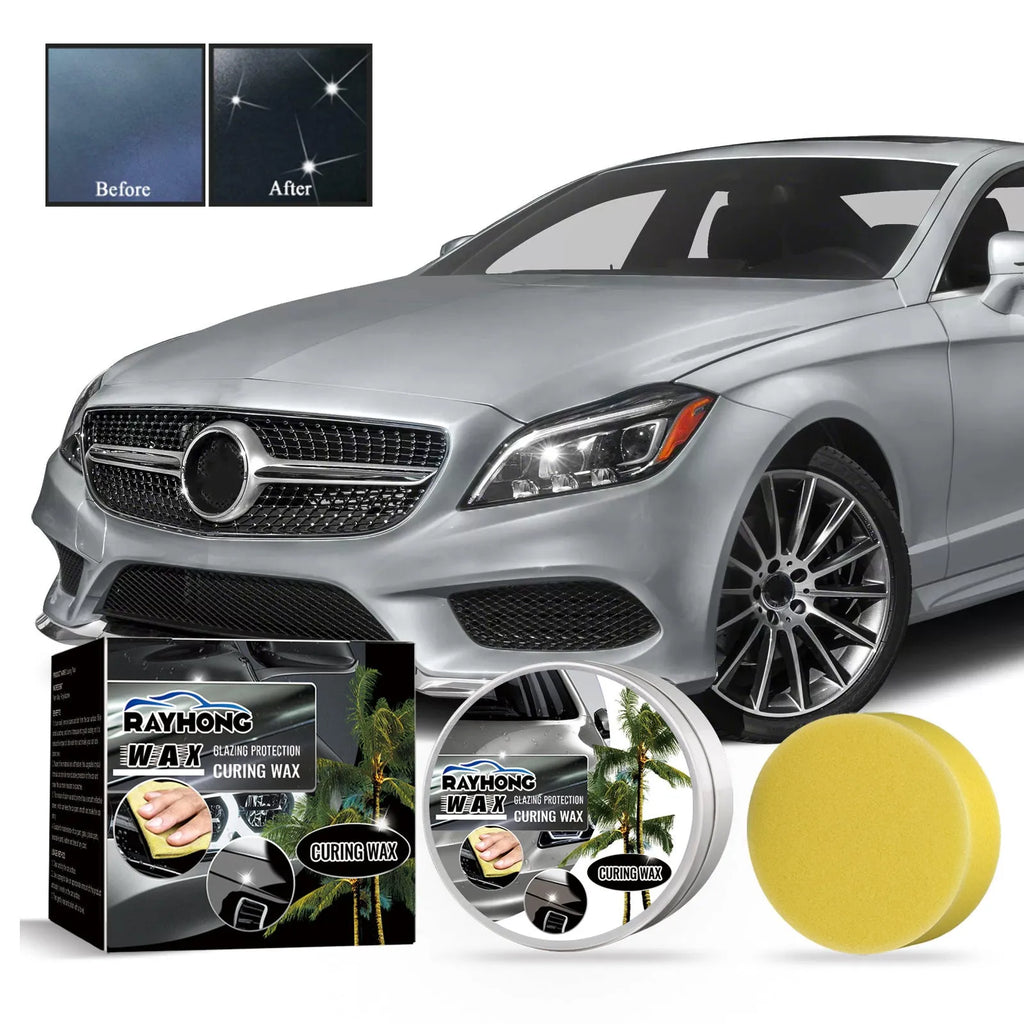 Car coating wax block and sponge applicator for automotive paint cleaning