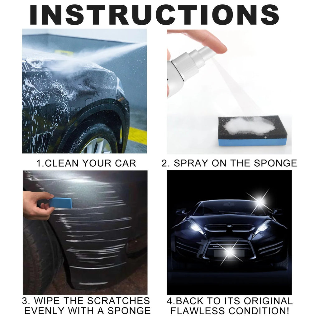 Car scratch repair spray in multiple capacity options for paint surface restoration