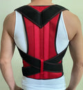 Adjustable spandex Lycra back fixation belt for posture correction in red, blue, and black, sizes S to 5XL