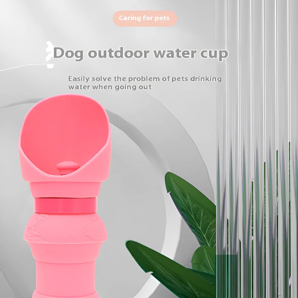 Collapsed and unfolded views of a silicone pet folding water cup in mint green, showing its portable design for dogs and cats.