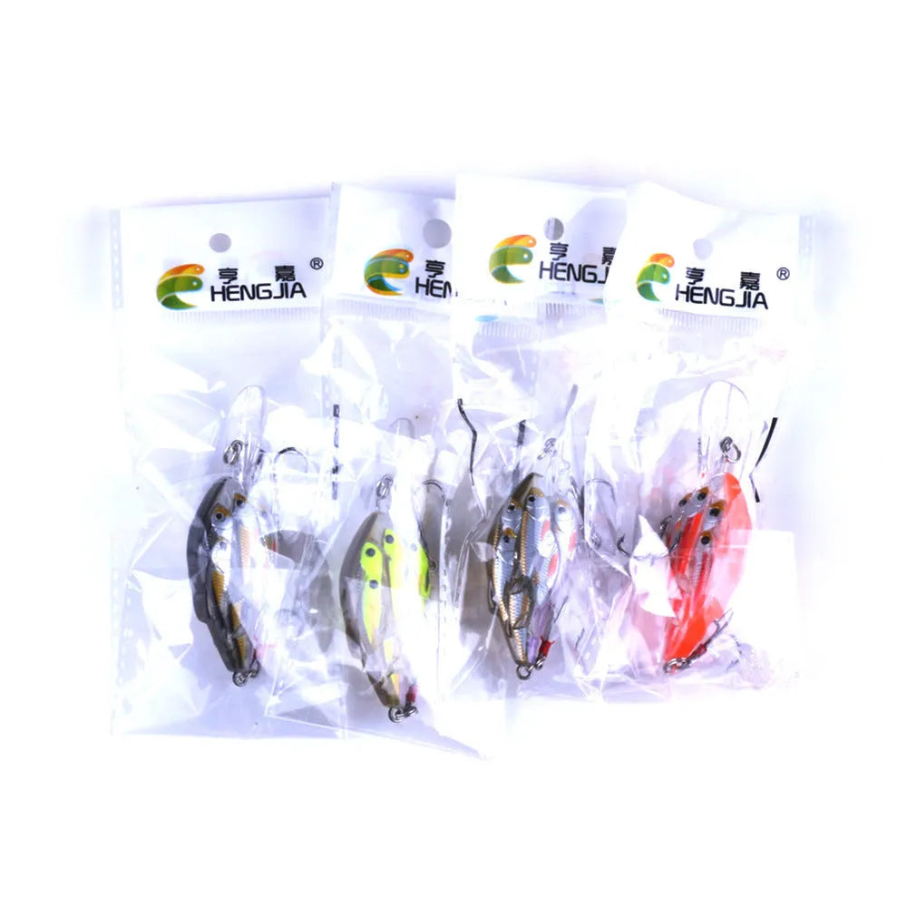 Floating hard bait fish lure with feather hook, 7.5cm length, nine colour variations for sea fishing