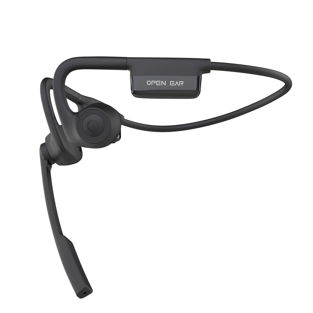 AS24 Black wireless open ear bone conduction headset with ear hook design and ENC noise reduction