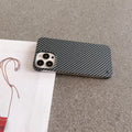 Frameless carbon fibre pattern hard shell phone case with bracket, plaid design, compatible with iPhone 12-16
