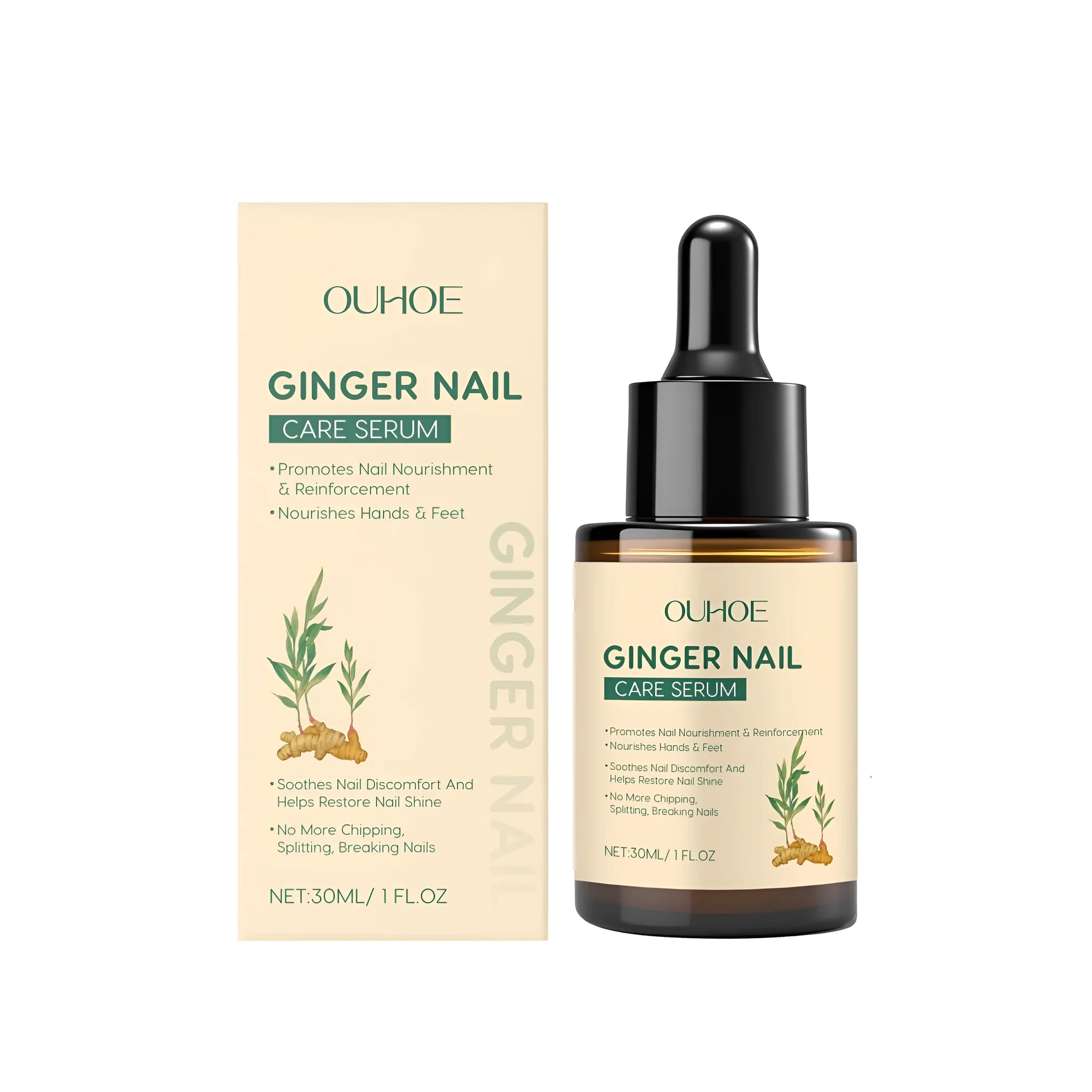 Ginger Nail Care Serum 30ml bottle with nourishing cuticle treatment formula