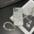 Yarn Simple phone case in silver grey with glitter lens protector for iPhone 13, shockproof all-inclusive design