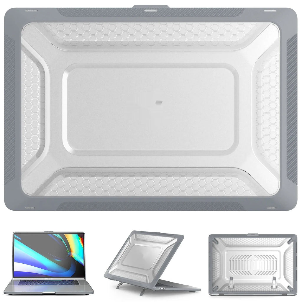 MacBook protective hard shell case in cool black colour on a laptop.