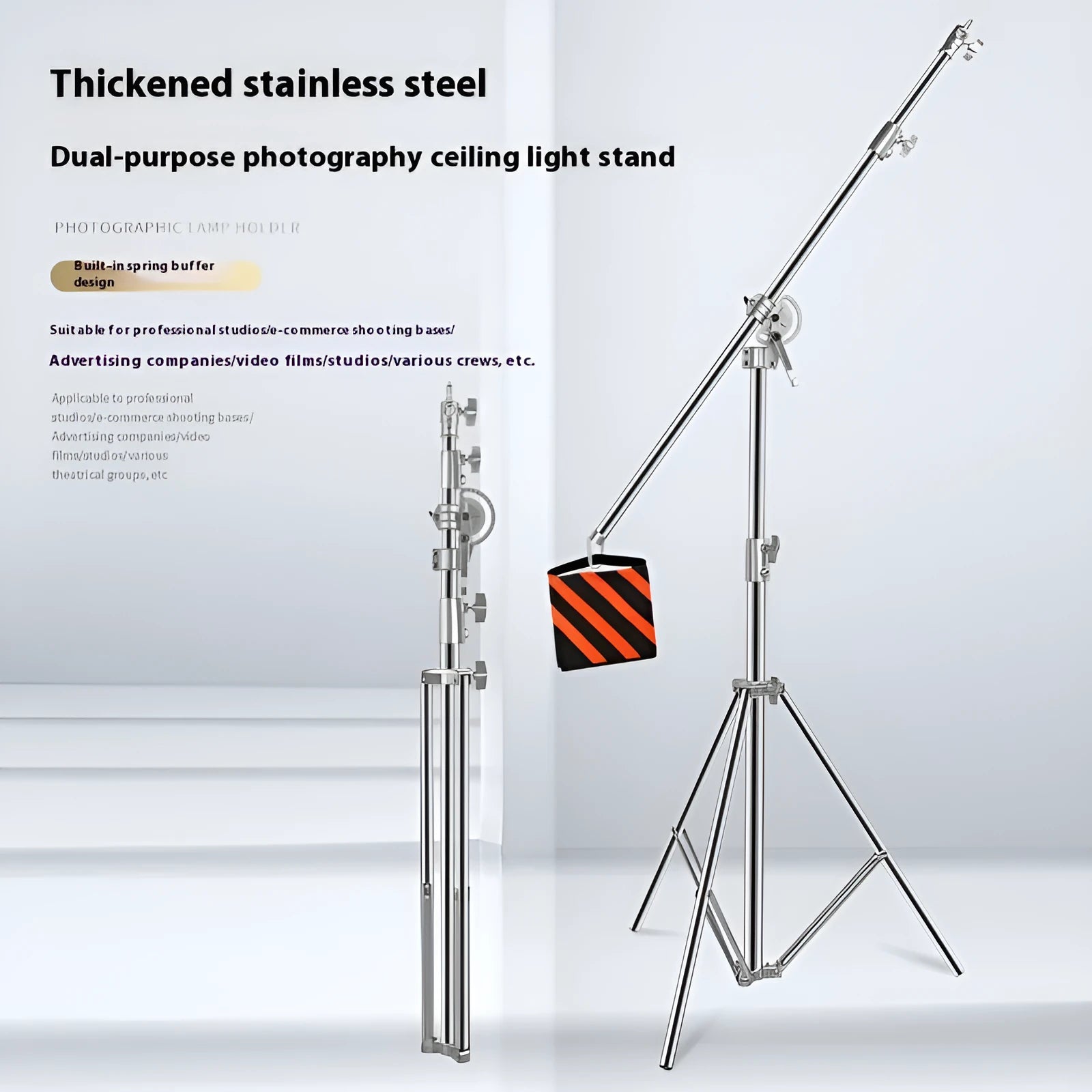 Silver stainless steel adjustable ceiling lamp rack with cross arm design