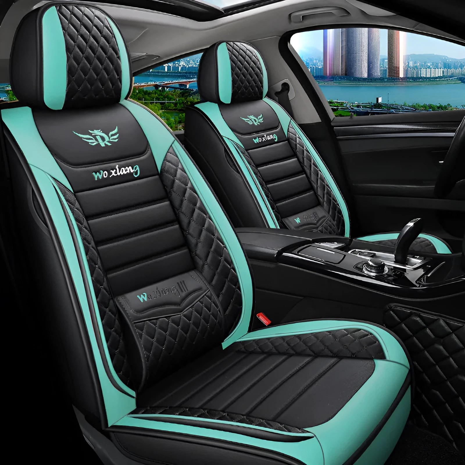 Red universal car seat cushion with high-elastic sponge filler on a car seat.