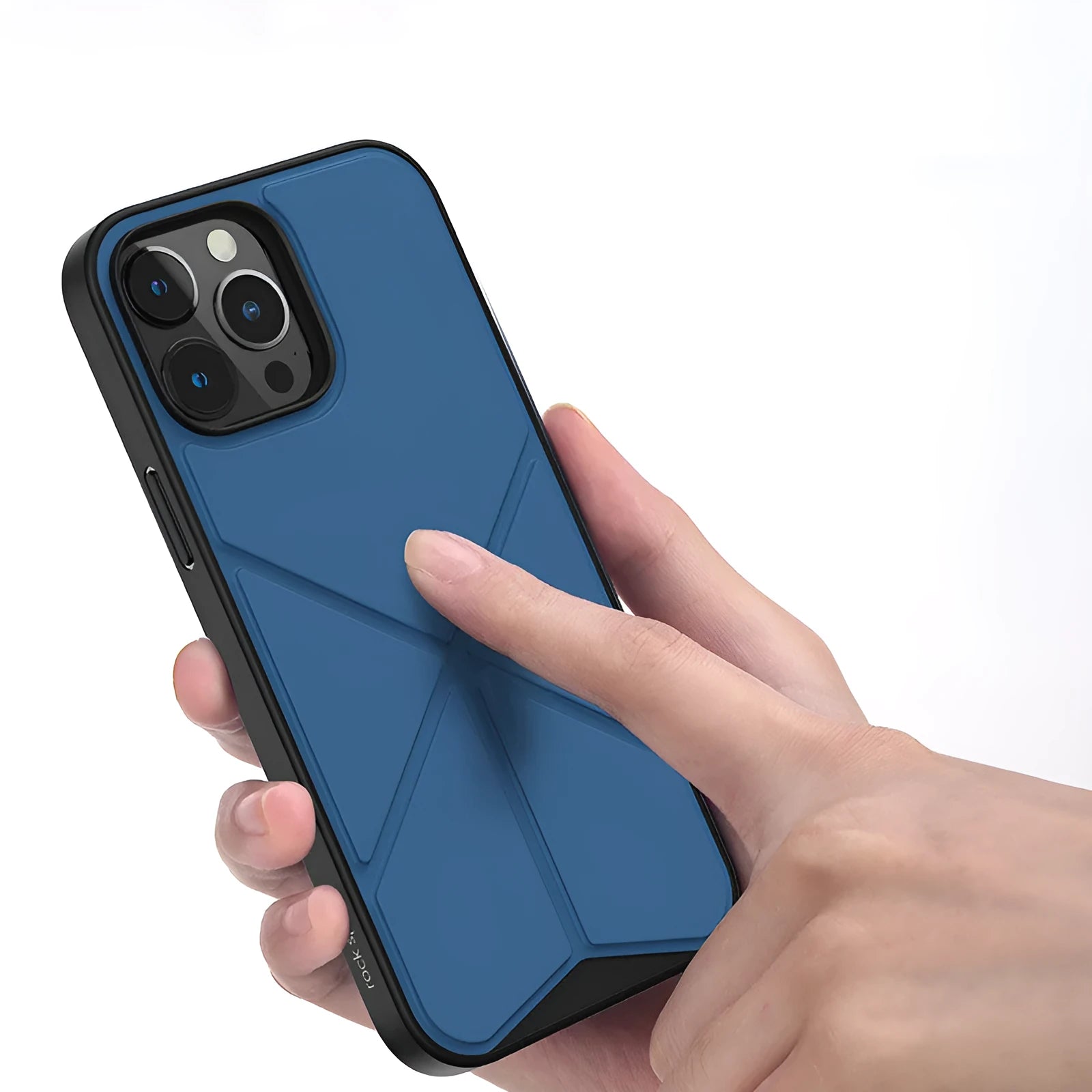 Black and blue TPU back cover phone case for Apple iPhone 13, 13 Pro, and 13 Pro Max models.