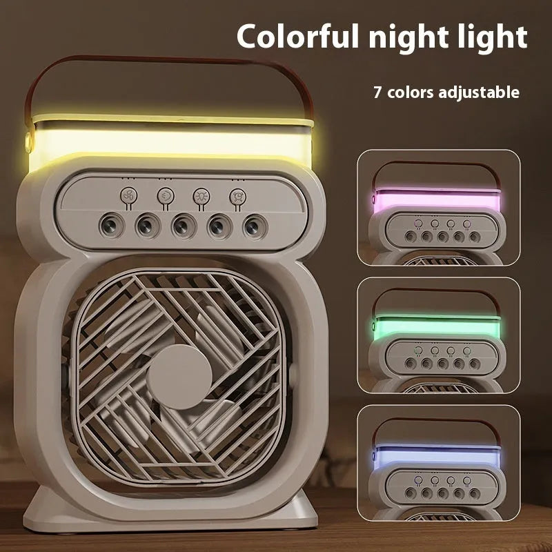 Black portable air conditioner evaporative cooler with LED lights and humidifier function