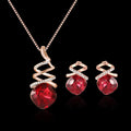 Women's alloy necklace and earring set with diamond-effect finish and water wave chain.