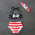 Girls XINGX bowknot three-piece swimsuit in milk silk fabric, colour CC00734, available in sizes 90-130 yards