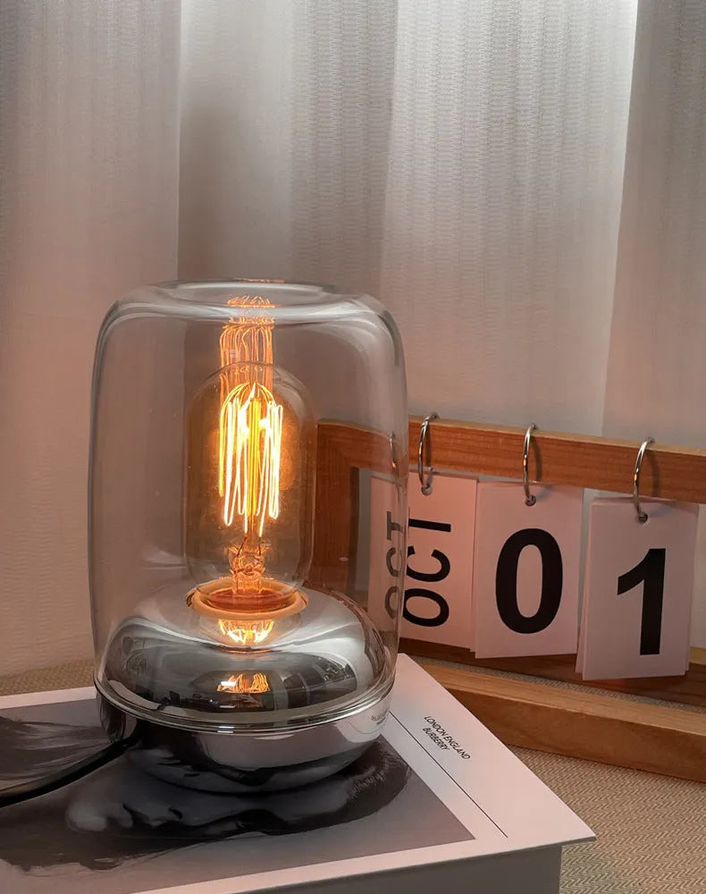 Geometric glass essential oil lamp with modern design for bedroom ambience lighting