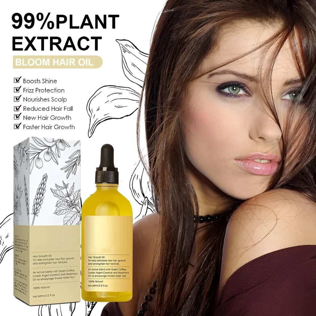 Yellow rosemary essential hair oil bottle 60ml for damaged hair treatment