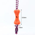 Green porous bone and rope knot dog chew toy for treat stuffing and gnawing teeth relief