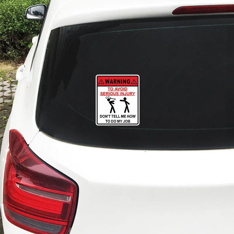 Car glass warning sticker with adhesive backing measuring 14.9cm by 12.6cm in type a hit colour