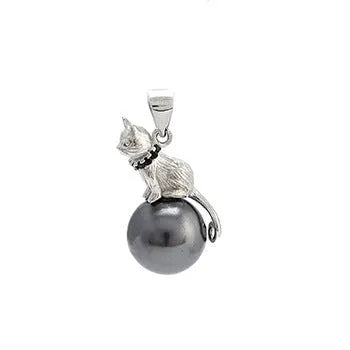 925 sterling silver cat pendant necklace with electroplated finish, shown as single pendant and with chain