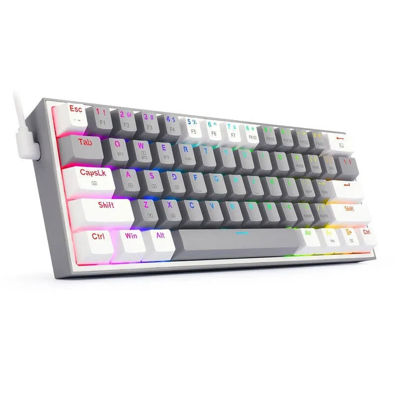 White pink mechanical keyboard with RGB backlighting and multimedia function keys