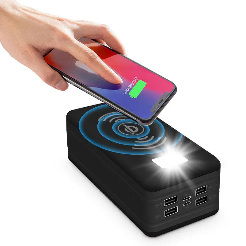 Solar wireless power bank in multiple colour options showing creative design with solar panel and wireless charging surface