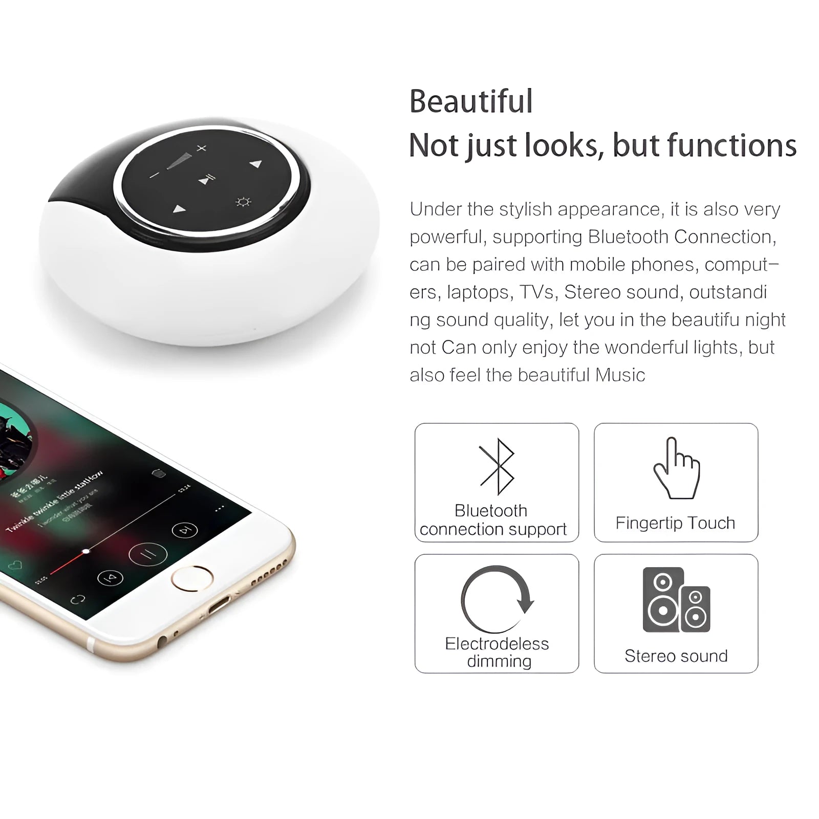 Blue folding Bluetooth desk lamp speaker with touch controls and LED lighting