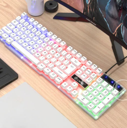 TX35 mechanical feeling computer keyboard in white and black rainbow colour options