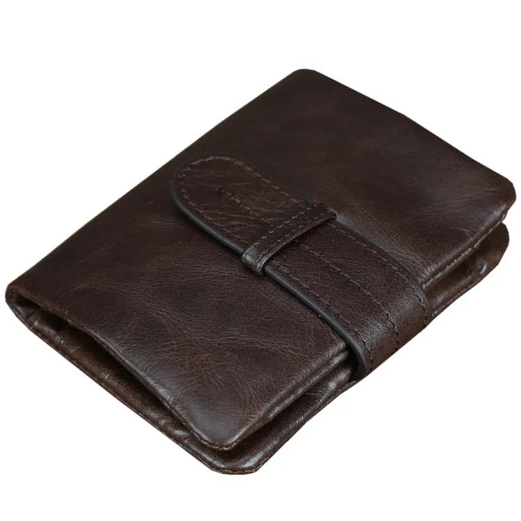 Genuine leather women's wallet with multiple card slots in brown colour showing sewing thread detailing
