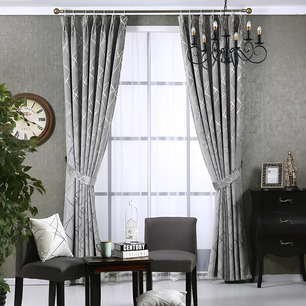 Modern chenille blackout curtain in solid colour with jacquard texture
