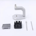 Silver multi-purpose press strap removal tool with a tool steel blade for watch and jewellery repair.
