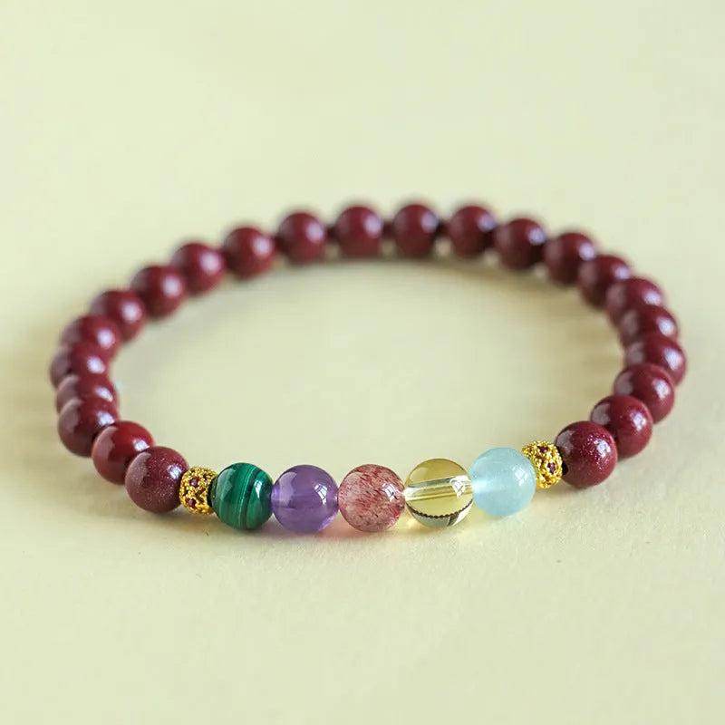 Purple gold sand crystal string bracelet with hand-strung beads in couple style design