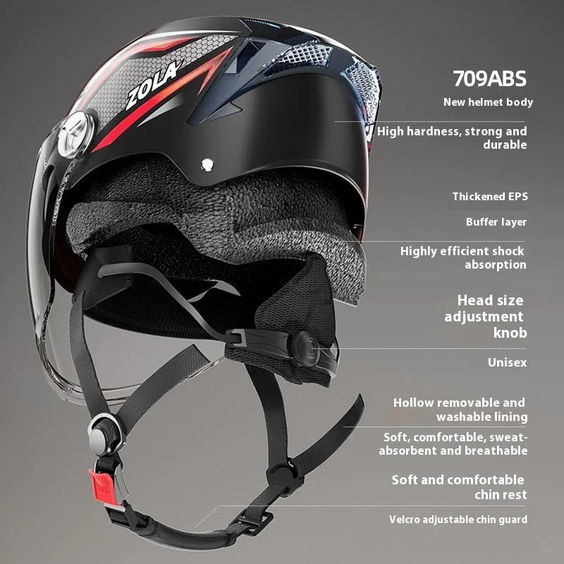 3C-certified motorcycle half helmet with clear and tinted dual visors on an ABS shell in khaki brown colour.