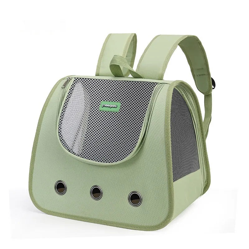 Solid-colour Oxford fabric cat backpack carrier in a medium size on a white background.