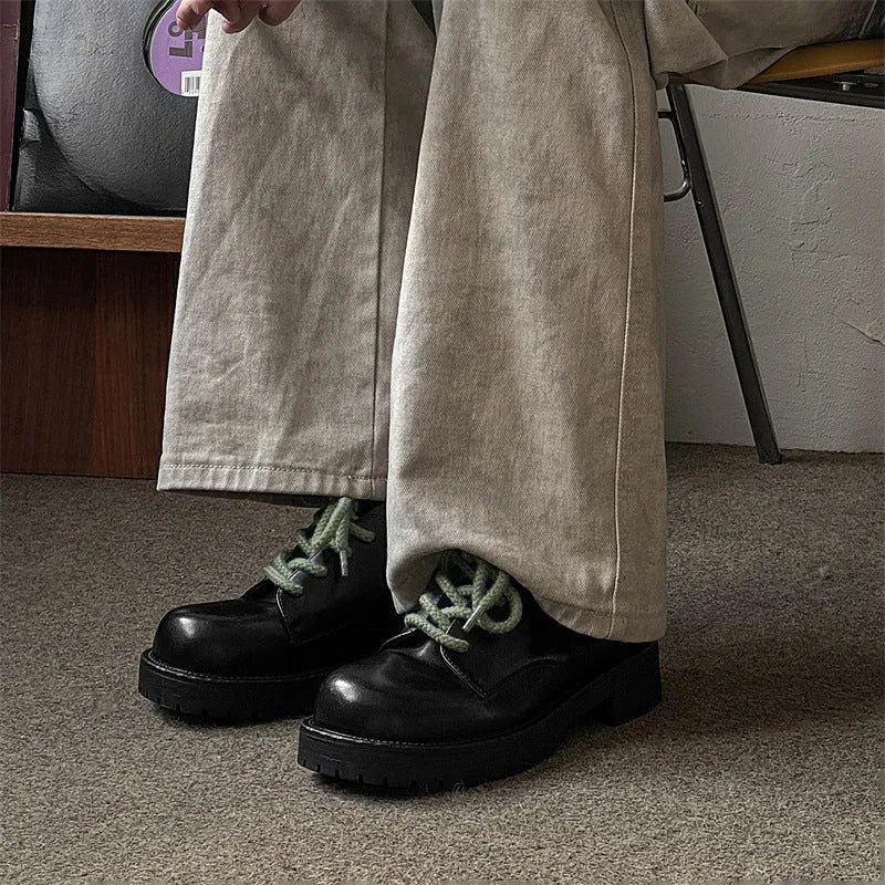 Big Head derby style platform shoes with rubber sole and microfiber upper, shown in casual style.