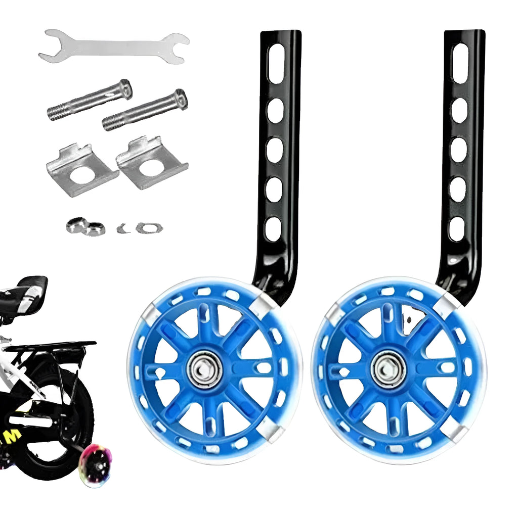 Children's glow auxiliary bicycle training wheel set with universal bracket in multiple colours