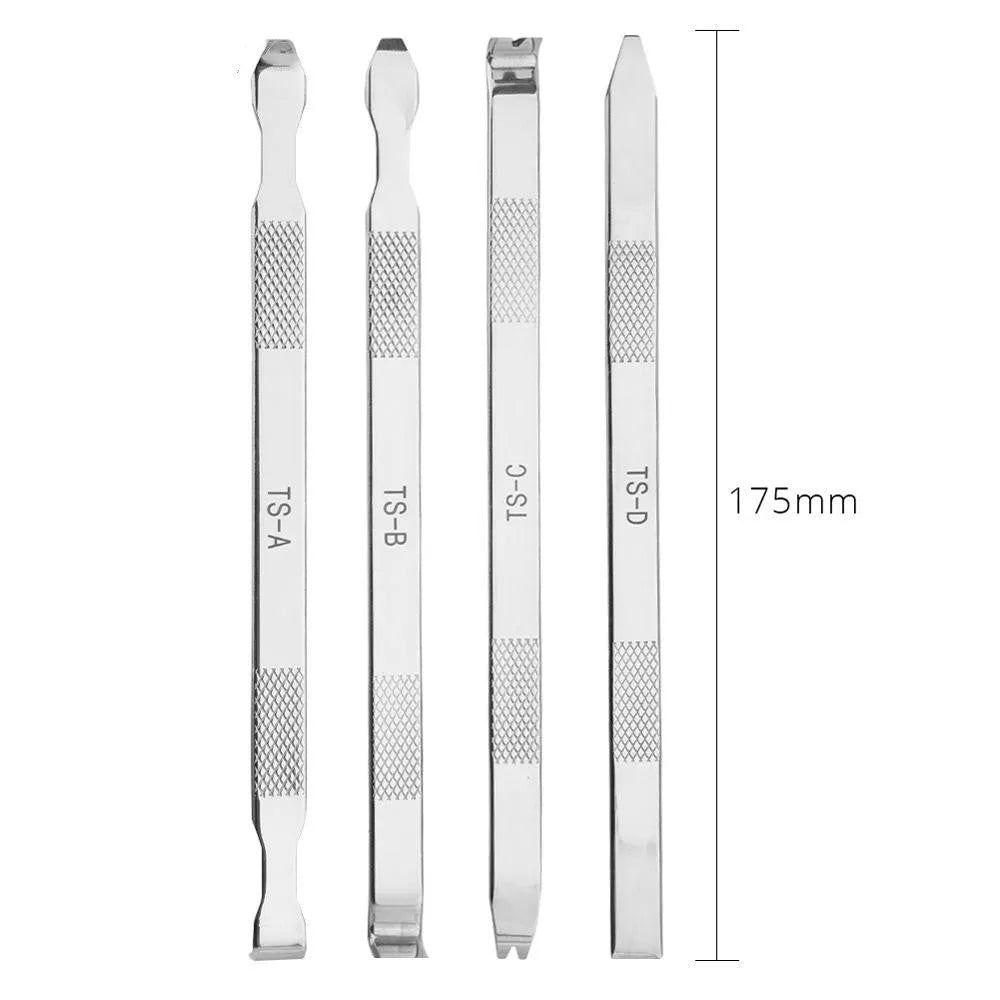 Multifunctional mobile phone repair clamp with silicone grips and included crowbar tool.