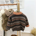 Korean-style children's woollen sweater with long sleeves in brown and apricot colour options